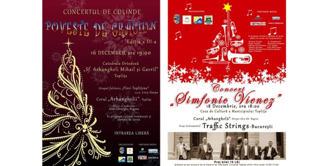 „Poveste de Crăciun” şi un concert „Simfonic Vienez”, într-„O seară de iarnă” la Topliţa