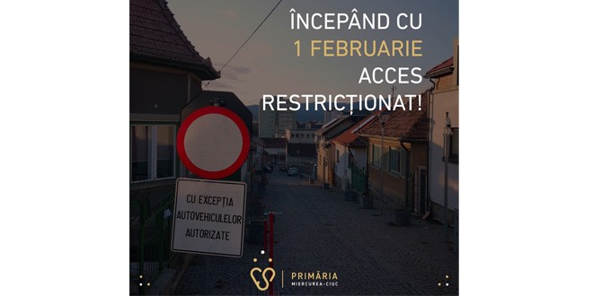 Miercurea Ciuc: De la 1 februarie accesul în zona pietonală va fi posibil doar celor care deţin autorizaţie