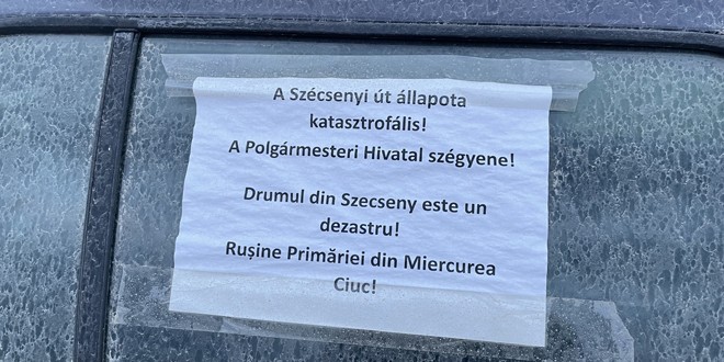 Locuitorii din Szécseny cer acţiuni concrete din partea Primăriei Miercurea-Ciuc pentru reabilitarea drumurilor