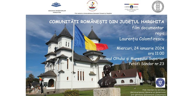 <h5><i>Miercuri, la Muzeul Oltului şi Mureşului Superior din Miercurea-Ciuc:</i></h5>Filmul documentar „Comunităţi româneşti din judeţul Harghita”