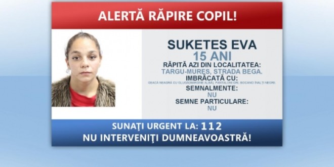 Fata de 15 ani din Odorheiul Secuiesc pe care autoritățile o credeau răpită a fost adusă la poliție de unchiul său