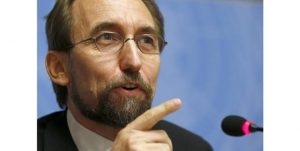 Jordan's Prince Zeid al-Hussein High Commissioner for Human Rights attends news conference at UN in Geneva